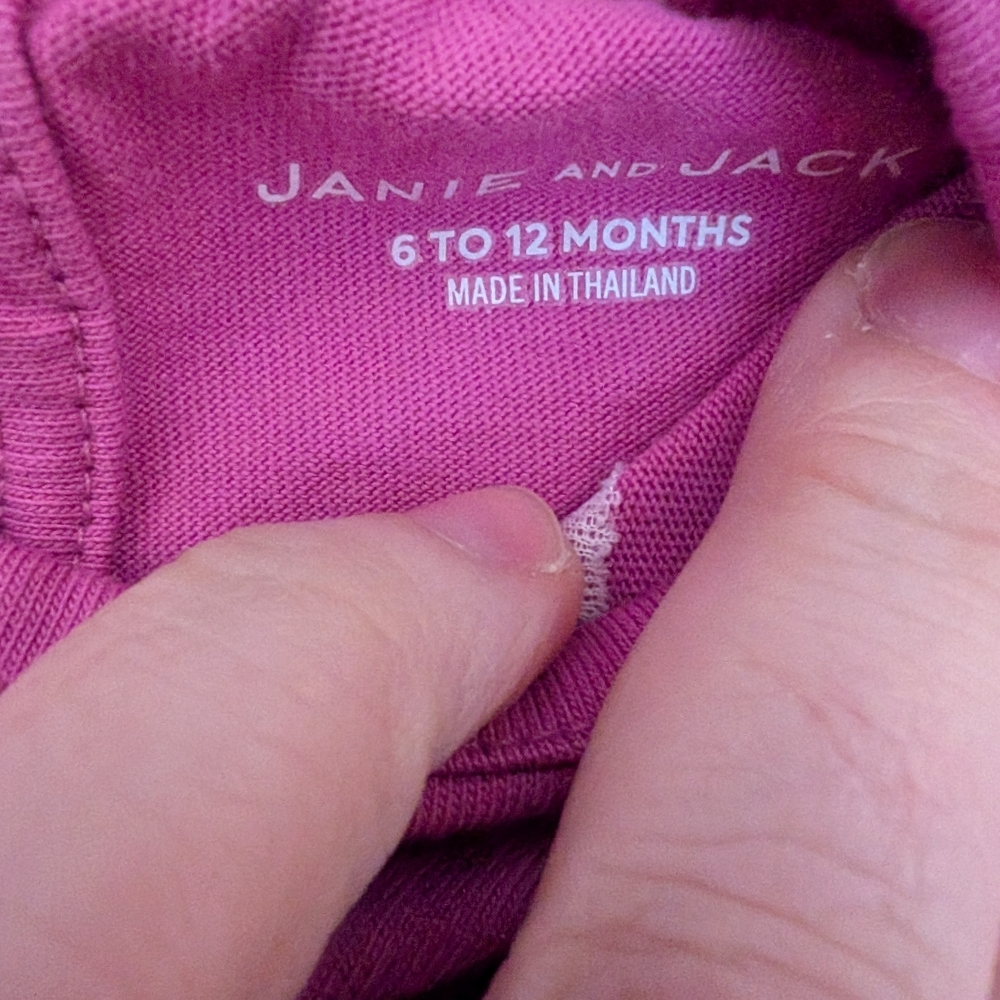 3 For $12 Janie and Jack Magenta Long Sleeve Tee - Picture 3 of 5